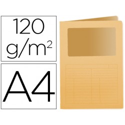 Subcarpeta cartulina q-connect din a4 naranja con ventana transparente 120 gr