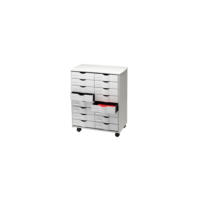 Mueble auxiliar fast-paperflow para oficina negro 16 cajones en 2 columnas gris5x382 71,5x58x34,3 cm