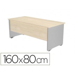 Mesa oficina rocada serie work 160x80 cm acabado ab04 aluminio/blanco