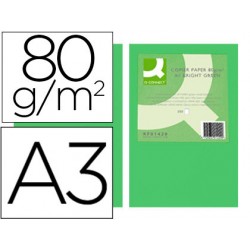 Papel color q-connect din a3 80gr verde intenso paquete de 500 hojas