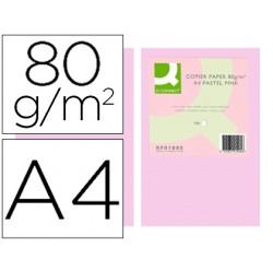 Papel color q-connect din a4 80 gr rosa paquete de 500 hojas