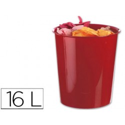 Papelera plastico q-connect rojo opaco 16 litros