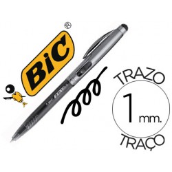 Boligrafo bic cristal stylus 2 in 1 con puntero para pantalla retractil tinta aceite 1 mm color negro
