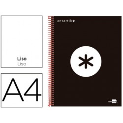 Cuaderno espiral liderpapel a4 micro antartik tapa forrada 120h 100 gr liso con bandas 4 taladros color negro