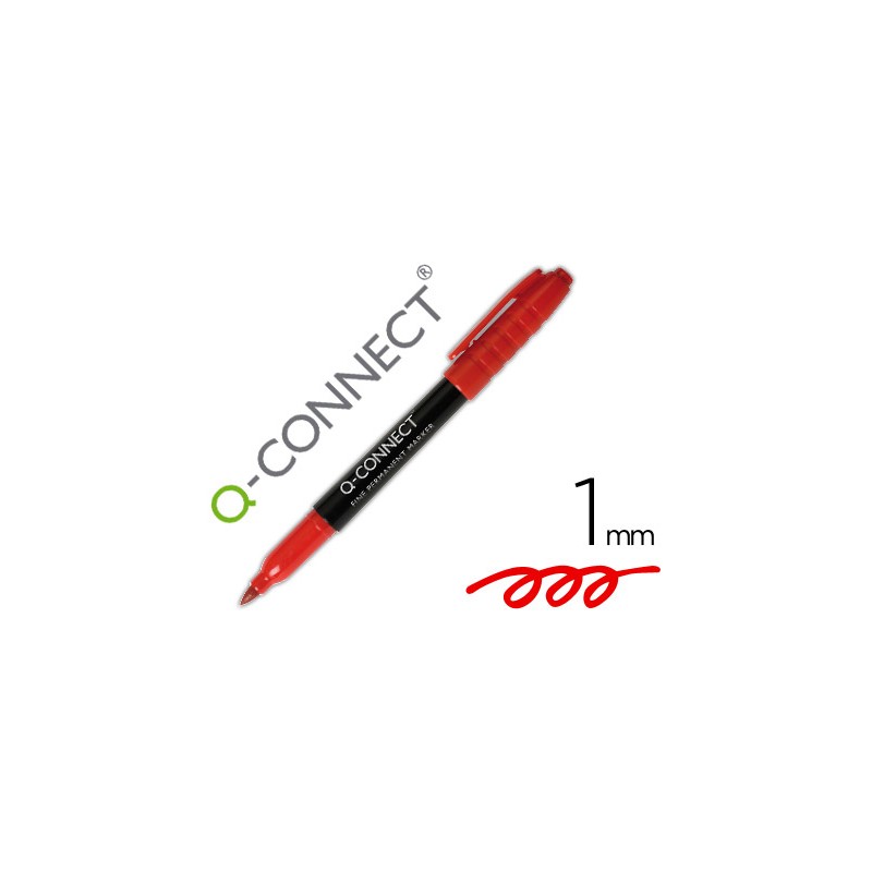 Rotulador q-connect para cd/dvd punta fibra permanente rojo punta redonda 1,0 mm