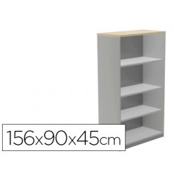 Armario rocada con cuatro estantes serie store 156x90x45 cm acabado ab01 aluminio/haya