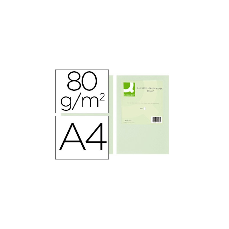 Papel color q-connect din a4 80 gr verde paquete de 500 hojas