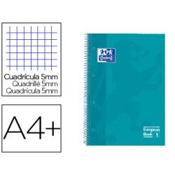 Cuaderno espiral oxford ebook 1 tapa extradura din a4+ 80 h cuadricula 5 mm aqua intenso touch