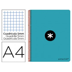 Cuaderno espiral liderpapel a-4 antartik tapa dura 80h 1 00 gr cuadro 5mm color turquesa