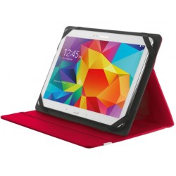 Funda trust primo folio universal para tablets 10" con soporte y cierre elastico color rojo