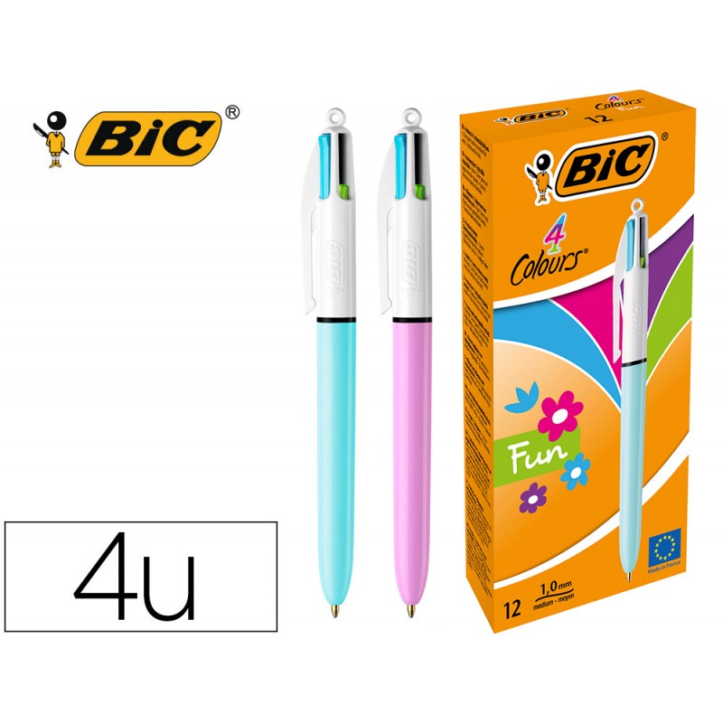 Boligrafo bic cuatro colores pastel edicion limitada