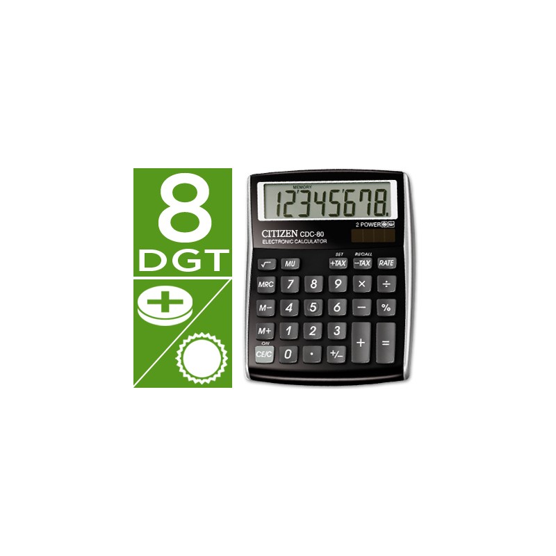 Calculadora citizen sobremesa cdc-80 bkwb 8 digitos negra