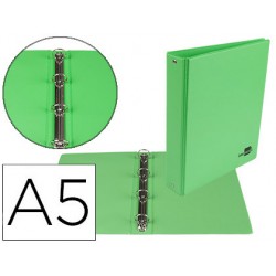 Carpeta de 4 anillas 25 mm redondas liderpapel a5 carton forrado pvc verde