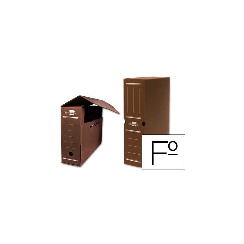 Caja archivo definitivo plastico liderpapel marron tamaño 36x26x10 cm