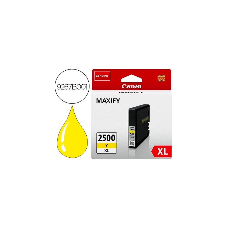 Ink-jet canon pgi 2500 xl maxify ib4050 / mb5050 / mb5150 / mb5155 / mb5350 / mb5450 amarillo 1520 paginas