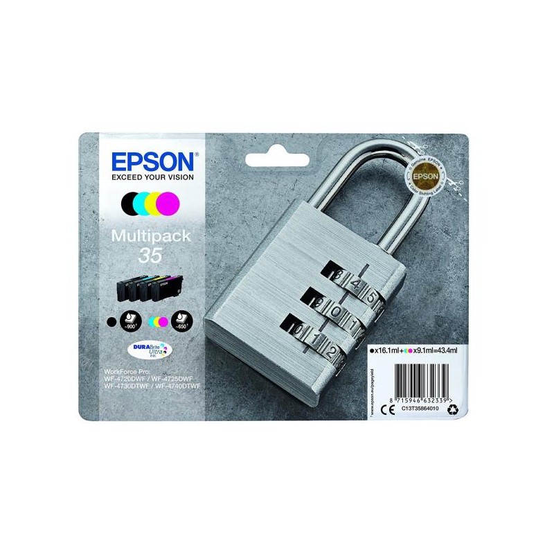 Ink-jet epson 35 t3586 pro wf-4720dwf / 4725dwf / 4730dtwf / 4740dtwf multipack negro amarillo cian magenta