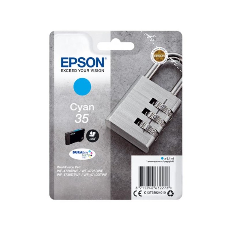 Ink-jet epson 35 t3582 pro wf-4720dwf / 4725dwf / 4730dtwf / 4740dtwf cian 650 paginas