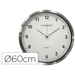 Reloj q-connect de pared plastico oficina redondo 60 cm marco cromado