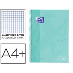 Cuaderno espiral oxford ebook 1 school touch te din a4+ 80 hojas cuadro 5 mm con margen mint pastel