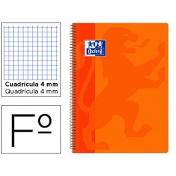 Cuaderno espiral oxford school classic tapa polipropileno folio 80 hojas cuadro 4 mm con margen