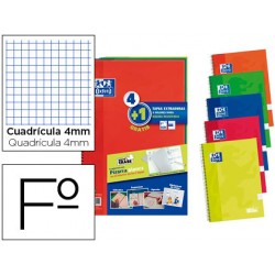 Cuaderno espiral oxford tapa extradura folio 80 hojas cuadro 4 mm write&erase pizarra pack 4+1 unidades