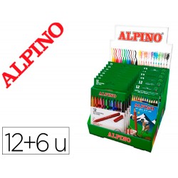 Rotulador alpino standard caja de 12 colores expositor de 12 unidades + 6 cajas lapices de colores alpino 654