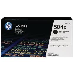 Toner hp laserjet 504x cp3525 cm3530 negro pack de 2 unidades 10500 paginas