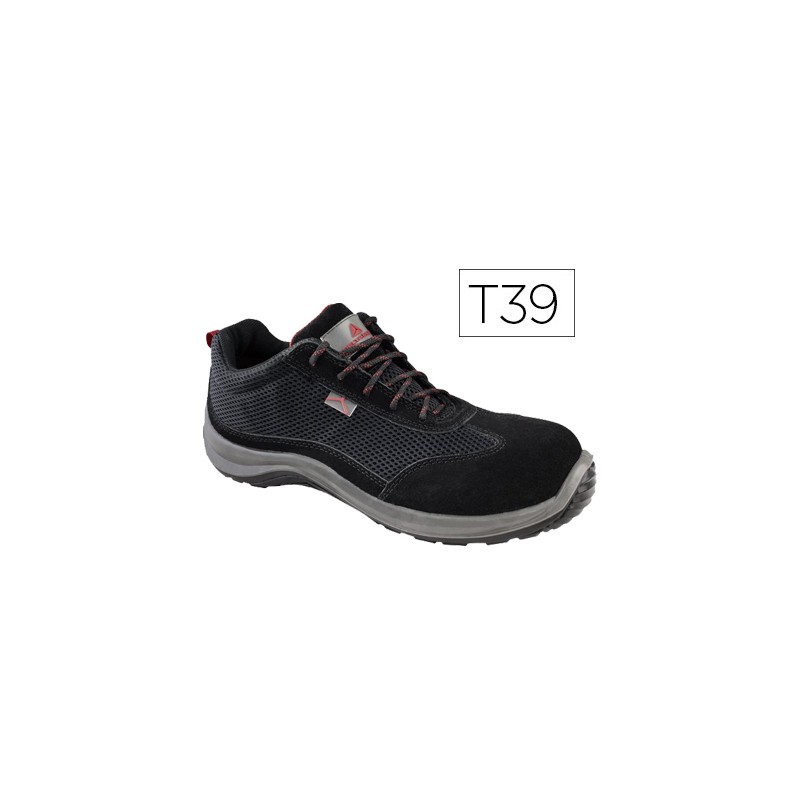 Zapatos de seguridad deltaplus asti piel de serraje afelpado suela de composite negro talla 39