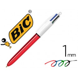 Boligrafo bic cuatro colores shine rojo punta de 1 mm