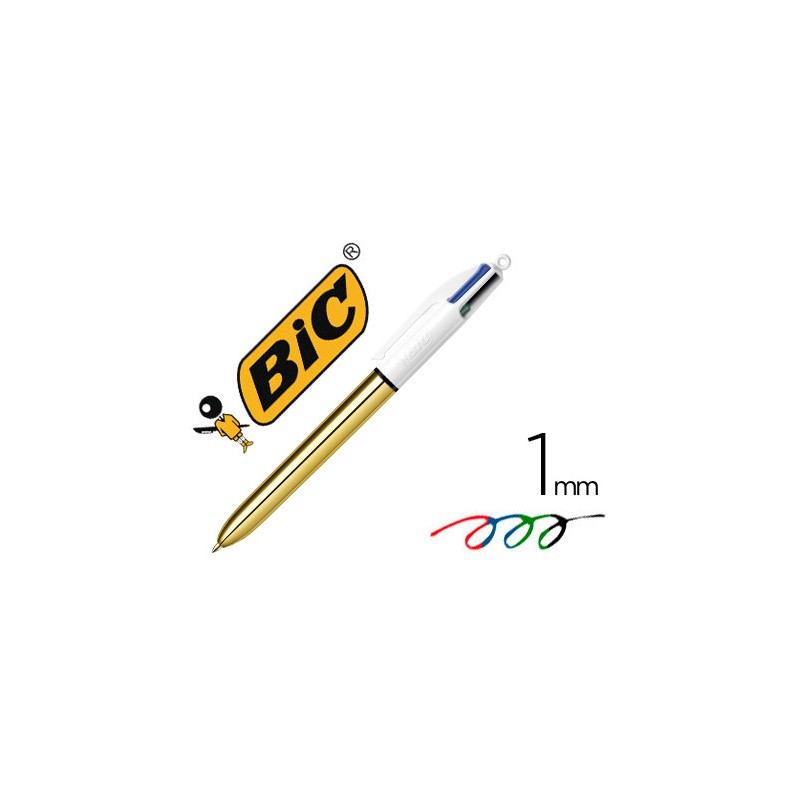 Boligrafo bic cuatro colores shine oro punta de 1 mm