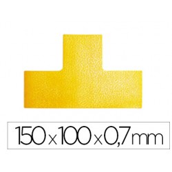 Simbolo adhesivo durable pvc forma t para delimitacion suelo amarillo 150x100x0,7 mm pack de 10 unidades