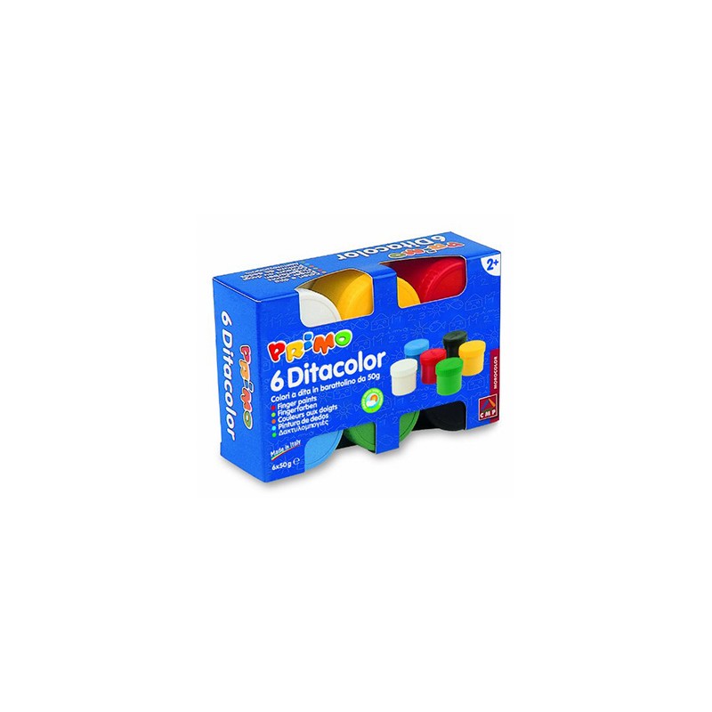Pintura de dedos primo 50 g caja de 6 unidades colores surtidos