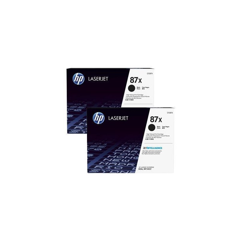 Toner hp laserjet 87x enterprise m506 mfp m527 pro m501 negro pack de 2 unidades 18000 paginas