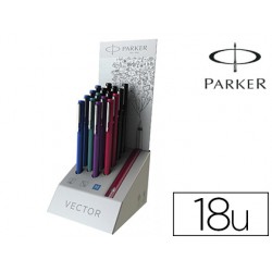 Pluma parker vector expositor de 18 unidades colores surtidos