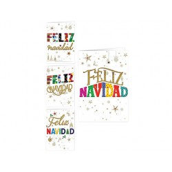 Felicitacion de navidad arguval cartel 3d relieve holografico en oro y detalles 4 diseños con sobre rojo