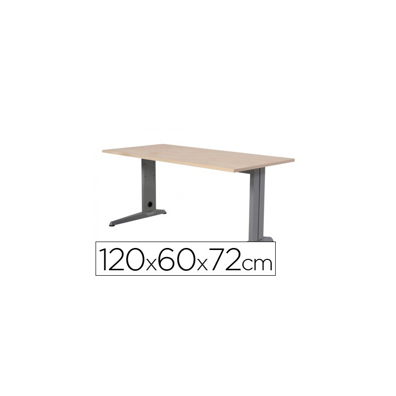 Mesa de oficina rocada metal 2000ac01 aluminio /haya 120x60 cm