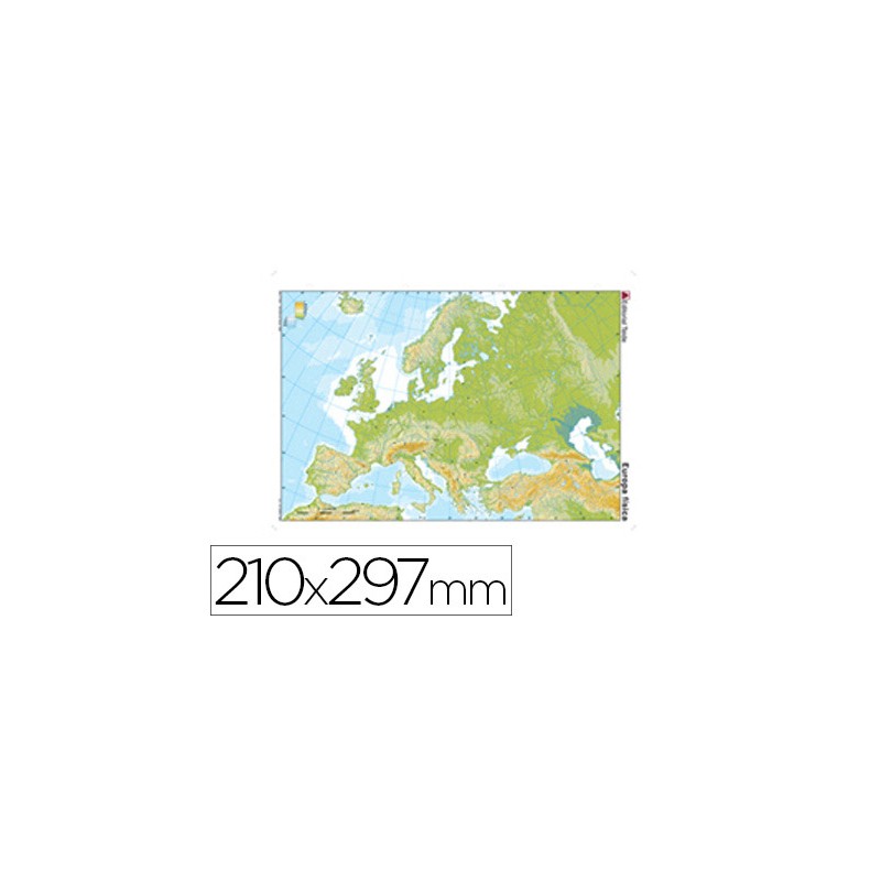 Mapa mudo color din a4 europa -fisico