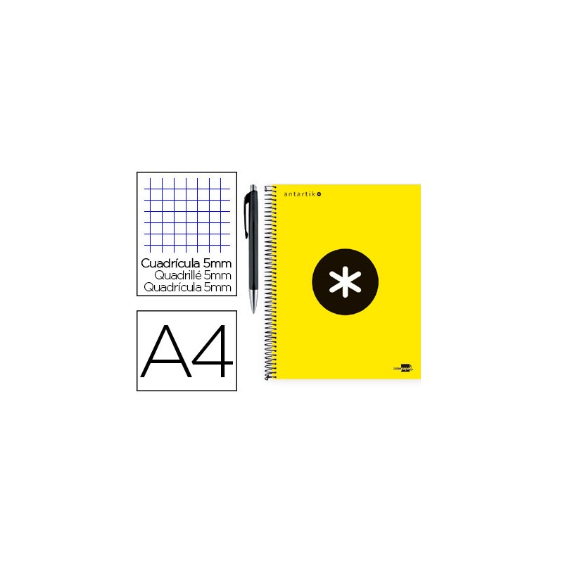 Cuaderno espiral liderpapel a4 micro antartik tapa forrada 120 h 100g cuadro 5 mm color amarillo promo caran d ache