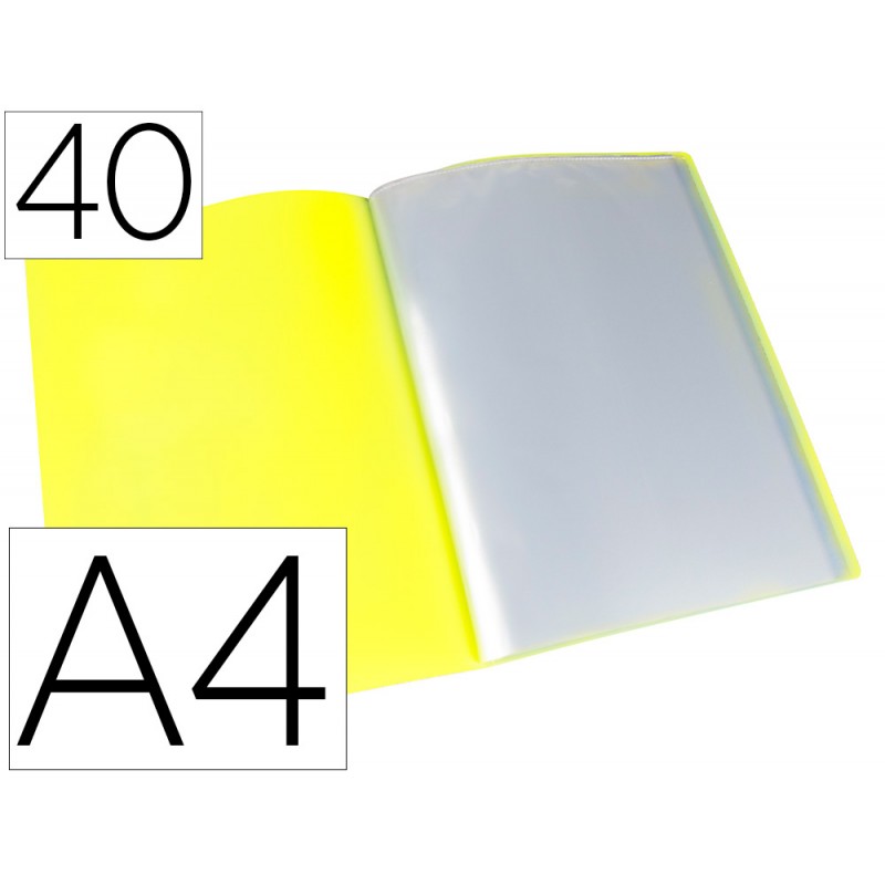 Carpeta liderpapel escaparate 40 fundas polipropileno din a4 amarillo fluor opaco