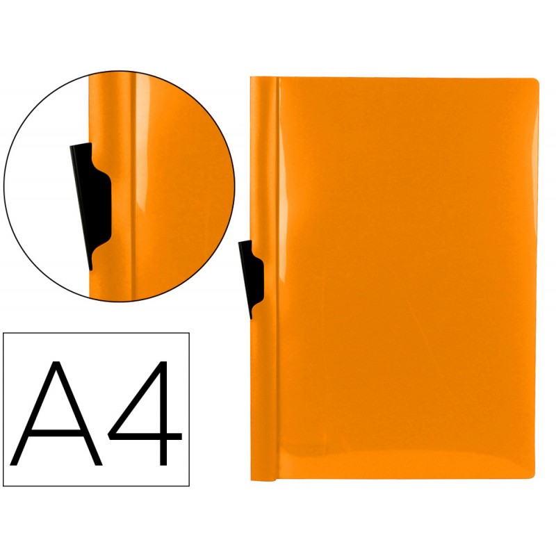 Carpeta liderpapel dossier pinza lateral polipropileno din a4 naranja fluor opaco 30 hojas pinza deslizante