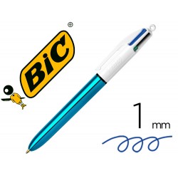 Boligrafo bic cuatro colores shine azul punta de 1 mm