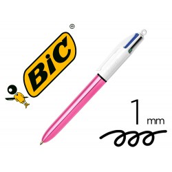 Boligrafo bic cuatro colores shine rosa punta de 1 mm