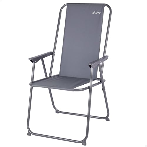 AKTIVE Silla Camping Plegable, 44x44x88 cm, Color Gris,...