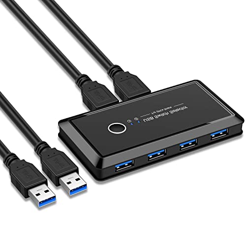 GeekerChip USB 3.0 Switch 4 Puertos para 2 PC 2 Entradas 4...