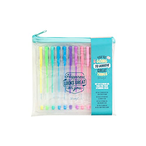 Set of 12 coloured pens - Happiness looks great on you