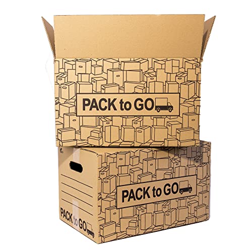 Pack 10 Cajas Carton Almacenaje, Mudanza con Asas, Carton...